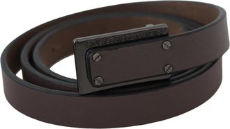 Costume National Womens Brown Leather Tactical Logo Screw Buckle Belt