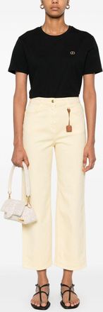 Elisabetta Franchi Womens Stretch Cotton Blend Trousers - Cream - Size 28 (Waist)