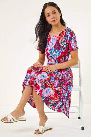 Roman Floral Tie Front Swing Dress