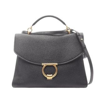 Ferragamo Pre-owned Handbags, female, Black, Size: ONE SIZE Pre-owned Margot Leather 2way Handbag
