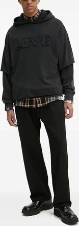 Desigual Felpa a strati con applicazione e cappuccio - Nero