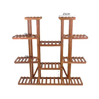 OEM Supporto Per Piante, 11 Ripiani, Struttura In Legno Naturale, Marrone