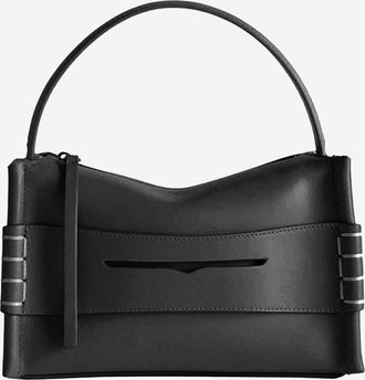 J.W.Anderson Womens Small Leather Loafer Bag With Logo Black Shoulder
