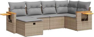 vidaXL Juego De Sof&aacute;s Jard&iacute;n Con Cojines 6 Pzas Rat&aacute;n Sint&eacute;tico Beige Vidaxl