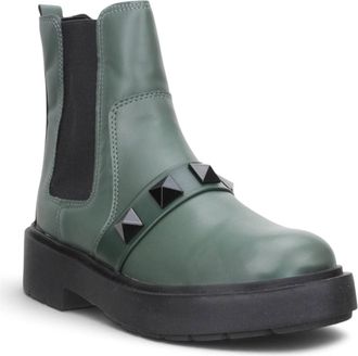 Offline Shoes Womens Studded Bootie In Green Gray