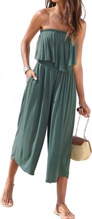 Lascana Flowy Strapless Culotte Jumpsuit In Teal