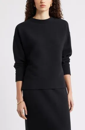 Caslon Ottoman Knit Mock Neck Sweatshirt in Black at Nordstrom Rack, Size Xx-Large