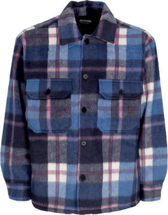 Obey Navy/Multi Gewatteerd Overhemd Jas - Heren - Zomerjassen - Veelkleurig - L - Wol - Jassen