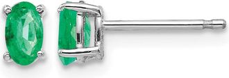 Diamond2Deal 14k White Gold Emerald Earrings