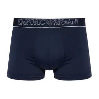Emporio Armani Bottoms, male, Blue, Size: XL Jersey boxer briefs with underlined logoband