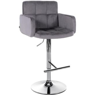 Clp Clp - Taburete De Bar Los Angeles En Terciopelo Gris Oscuro Cromado