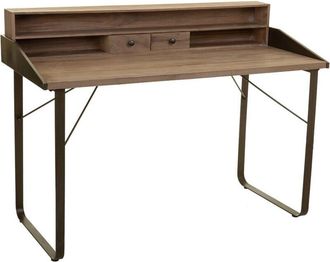Wanderlust Deco Escritorio De Madera Y Metal Marr&oacute;n 130x60x95h Cm
