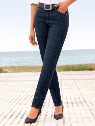 Casual Looks 5-Pocket-Jeans CASUAL LOOKS, Damen, Gr. 19, Kurzgr&ouml;ssen, grau denim, 99% Baumwolle, 1% Elasthan, unifarben, lang, Jeans 5-Pocket-Jeans