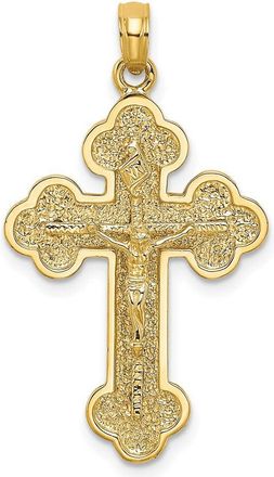 Diamond2Deal 14k Yellow Gold Crucifix Budded Tips Charm