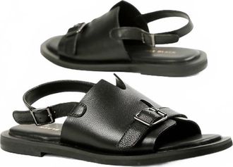 All Black Womens Low Belt Sandals In Black