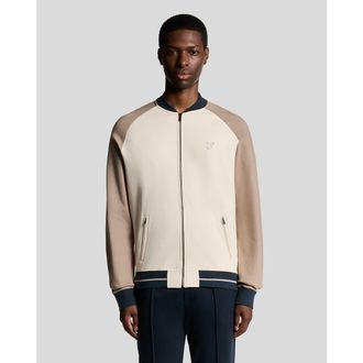 Lyle & Scott Interlock Contrast Raglan Bomber Jacket in Cobblestone at Nordstrom, Size Xx-Large