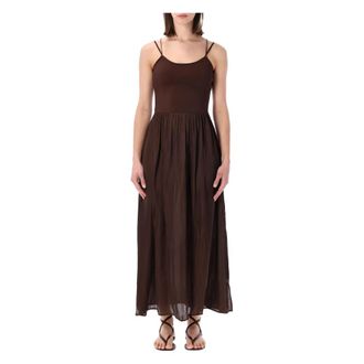 Sessun Sweet Mambo Lange Jurk - Dames - Maxi kleedjes - Bruin - XS - Satijn - Kleedjes