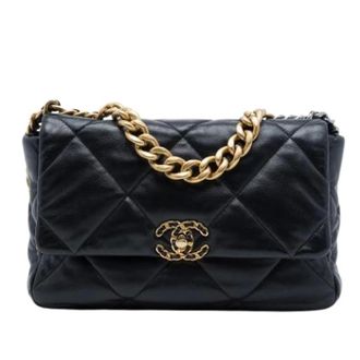 Chanel Pre-owned Grote 19 Flap Bag - Dames - Pre-owned - Zwart - Maat: ONE Size Leer