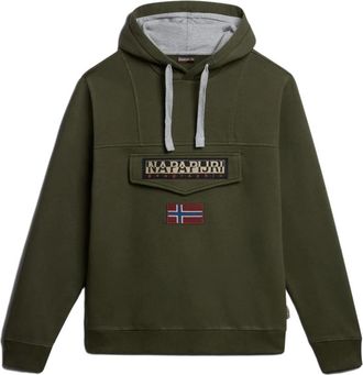 Napapijri Groene Vlag Hoodie Burgee Stijl - Heren - Hoodies - Groen - L - Hoodies & sweatvesten