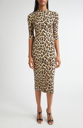 Alice & Olivia Delora Leopard Print Knit Midi Dress at Nordstrom, Size 0