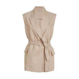 Brunello Cucinelli Brunello Cucinelli, Vests, female, Beige, Size: 2XS Belted Waistcoat