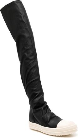 Rick Owens Womens Bicolor Cotton Over The Knee Shoe