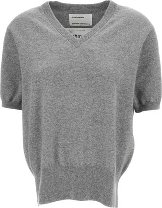 Extreme Cashmere V-hals Gebreid Kort Mouwen - Dames - Cashmere truien - Grijs - ONE Size - Kasjmier - Truien & Vesten