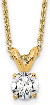 Diamond2Deal 14k Gold 1/4 Ct Round Lab Grown Diamond Solitaire Pendant Necklace 18 Clarity VS, Color D-E