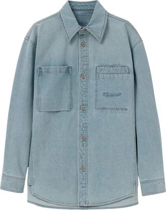 Wooyoungmi Flower Back Logo Denim Shirt - Heren - Spijkeroverhemden - Blauw - L - Denim - Overhemden