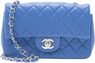 Chanel Blue Lambskin Rectangular Mini Flap Bag (Authentic Pre-Loved)