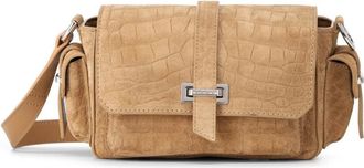 Hogan Tassen, Dames, Bruin, ONE Size, Suède, Kleine krokodil-effect flap tas