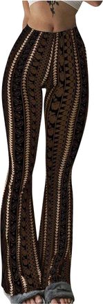 Generic High Waisted Yoga Pants for Women Stylish Striped Print Pull On Flared Leggings Womens Leisure Stretchy Bootcut Trousers Perfect for Workout, Jogging,