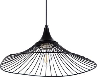 Beliani L&aacute;mpara Colgante Alambre De Metal Negro Pantalla Abierta Dise&ntilde;o Industrial Mazaro