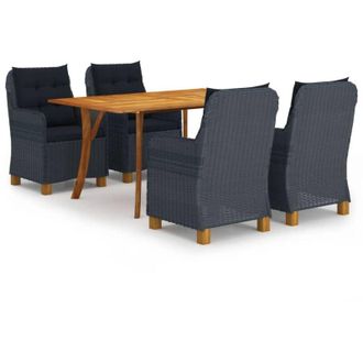 vidaXL Juego De Comedor Para Jard&iacute;n De 5 Piezas Gris Oscuro Vidaxl