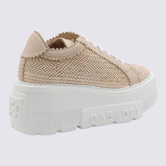 Casadei Mesh & Suede Platform Sneaker - Beige