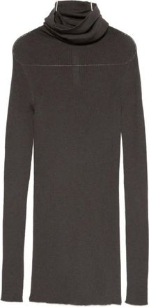 Rick Owens Truien & Vesten, Dames, Grijs, S, Geribbelde Longsleeve Tube Top