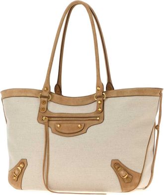 Balenciaga Womens Sand Canvas Le City Shopping Bag Natural-Camel Borse A Mano Natural/camel