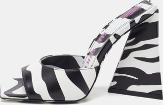The Attico Black/white Zebra Print Leather Devon Open Toe Sandals