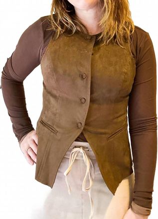 Mustard Seed Tie Back Button Closure Vest In Dark Oak