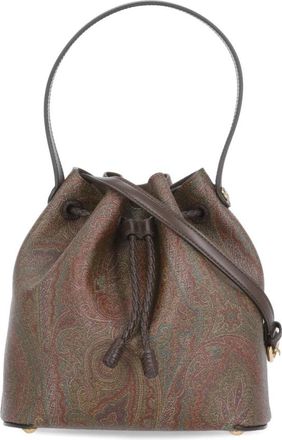 Etro Bruine katoenen en leren bucket bag - Dames - Schoudertassen - Bruin - ONE Size - Katoen - Tassen