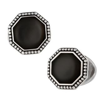 Jan Leslie Octagon Gemstone Antique Sterling Cufflinks in Black at Nordstrom