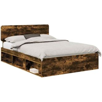 vidaXL Bed Frame Smoked Oak 150 x 200 cm Solid Pine Wood vidaXL