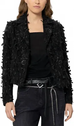 Luisa Cerano Womens Glam Drop Tweed Blazer In Black