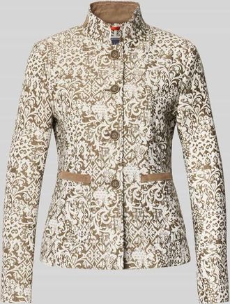 White Label Slim Fit Blazer im Allover-Look mit Stehkragen in Beige, Gr&ouml;&szlig;e 34