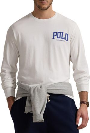 Polo Ralph Lauren Big & Tall Logo Jersey Long-Sleeve T-Shirt in White at Nordstrom, Size 3X Big