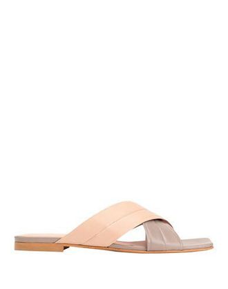8 by YOOX QUILTED LEATHER SQUARE TOE SLIDES