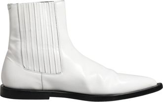 Dolce & Gabbana White Leather Chelsea SlipOn Ankle Boots Mens Shoes (Pre-Owned)