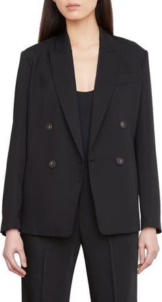 Vince Double Breasted Crepe Blazer in Black at Nordstrom Rack, Size 10