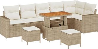 vidaXL Garden Sofa Set with Cushion with Storage 9 pcs Beige and cream vidaXL