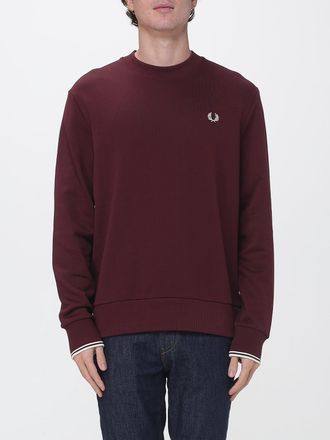 Fred Perry Crew Neck Cotton Sweatshirt with Contrasting Embroidered Logo